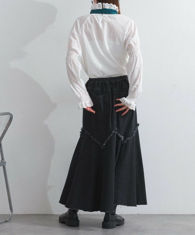 日本 Lupilien - 10oz修身V型魚尾丹寧長裙-灰