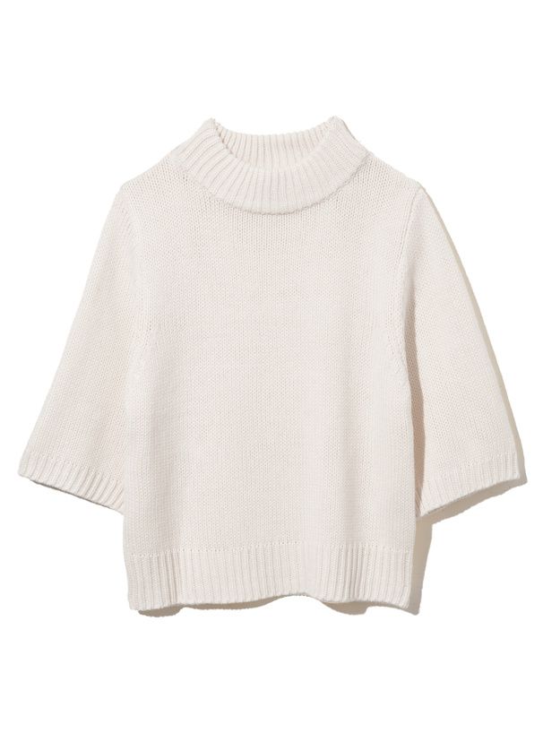 日本 GRL - 百搭立領針織短袖上衣-天藍 (F)