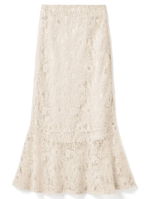 日本 GRL - 古典優雅蕾絲魚尾長裙-星塵粉