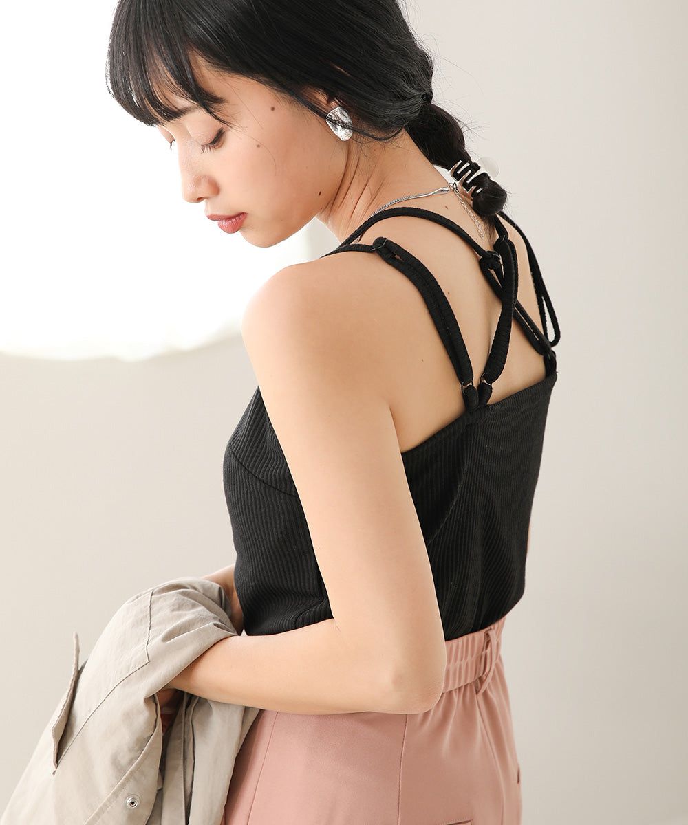 日本 Bab - 2WAY羅紋彈性內搭(附bra)-黑