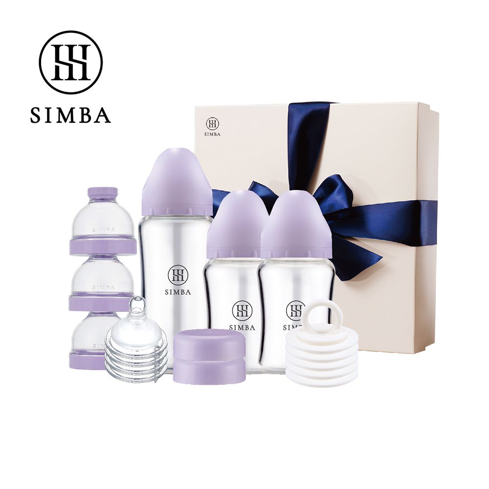 蘊蜜質金玻璃寬口奶瓶新生經典禮盒-紫芙