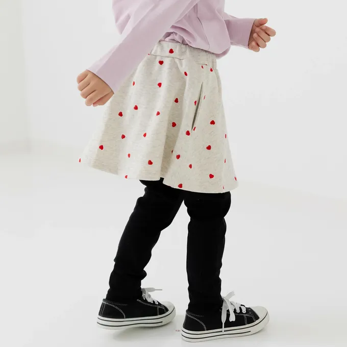 日本 Chil2 - 舒適彈性印花褲裙-小白花-黑