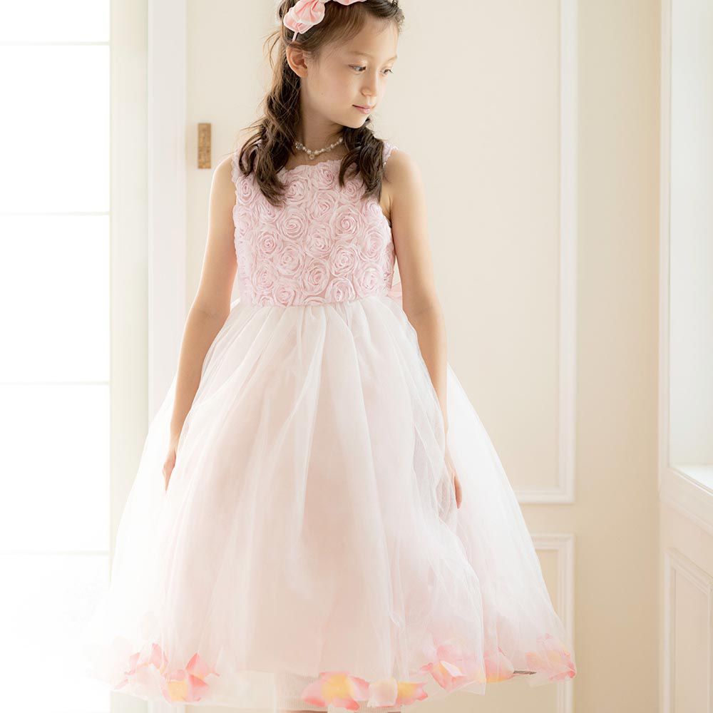 日本 Catherine Cottage - 玫瑰花瓣仙氣薄紗洋裝/小禮服-粉紅