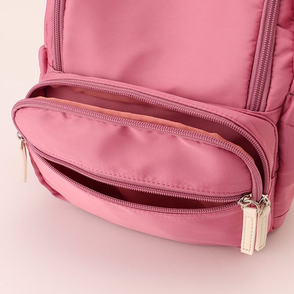 日本 petit main - 潑水加工硬挺帆布透氣背包-灰綠 (F)