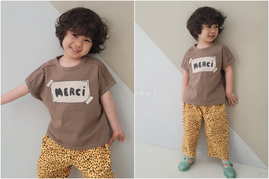 韓國 The Funny - Merci 純棉T-咖啡