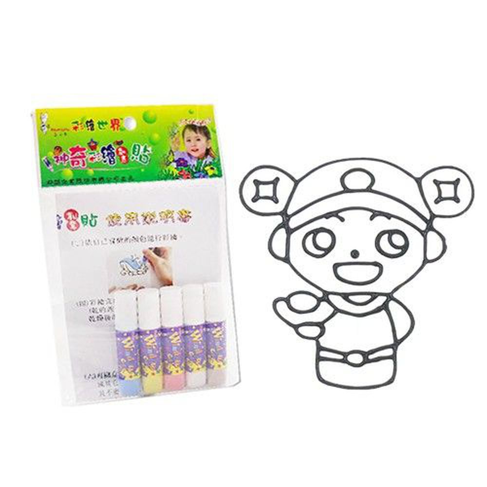 愛玩色創意館 - 彩繪玻璃貼隨手包-27小財神-6ml彩繪筆*5+圖框*1+說明書