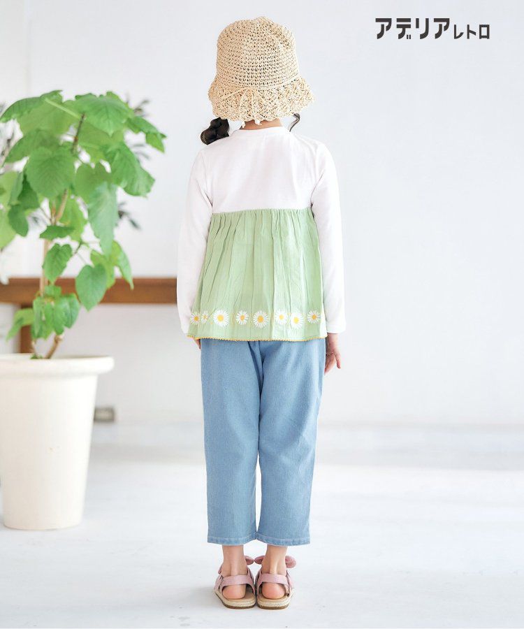 日本 apres les cours - 腰部花苞優雅設計長褲-水藍