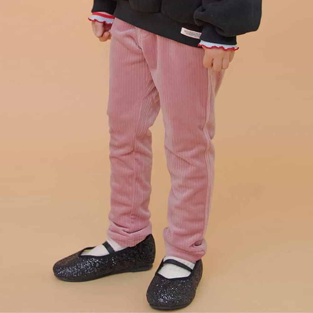 柔軟保暖燈芯絨合身長褲-粉紅