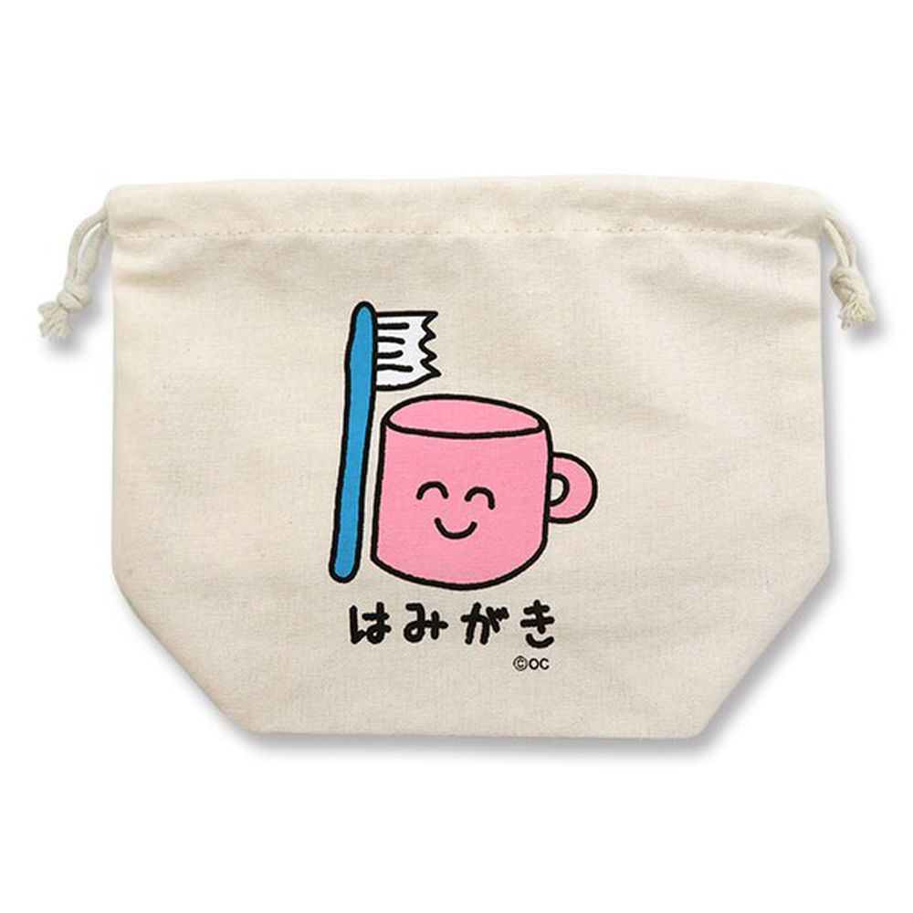 日本 OKUTANI - 童趣插畫純棉收納束口袋-盥洗用品 (21x17x9cm)