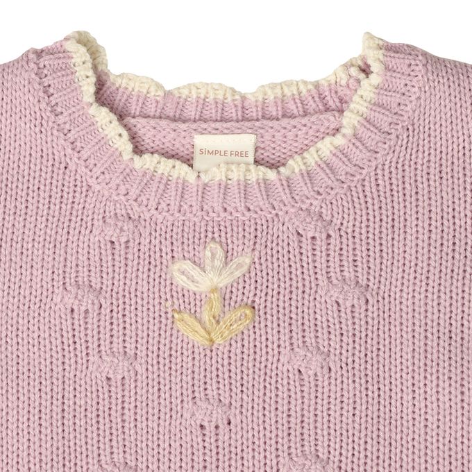 akachan honpo - 針織休閒上衣-荷葉邊-粉紅色