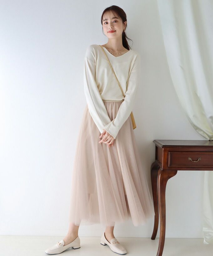 日本 BLUE EAST - 飄逸顯瘦多層次紗裙-粉紫