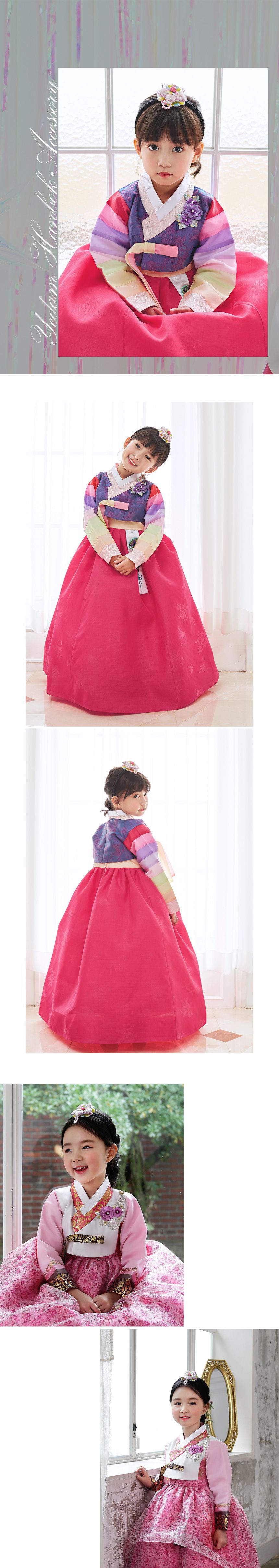 韓國 yedam - 韓服髮飾-刺繡花朵髮箍-粉紅