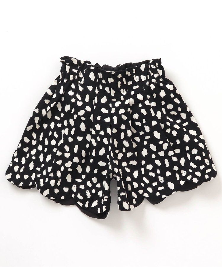 日本 BREEZE - 俏麗扇形邊鬆緊短褲-斑點-黑