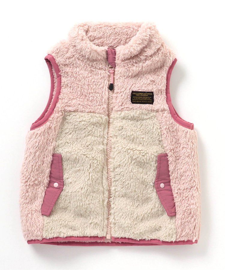 日本 BREEZE - 時尚絨毛花色搖粒絨背心-草綠