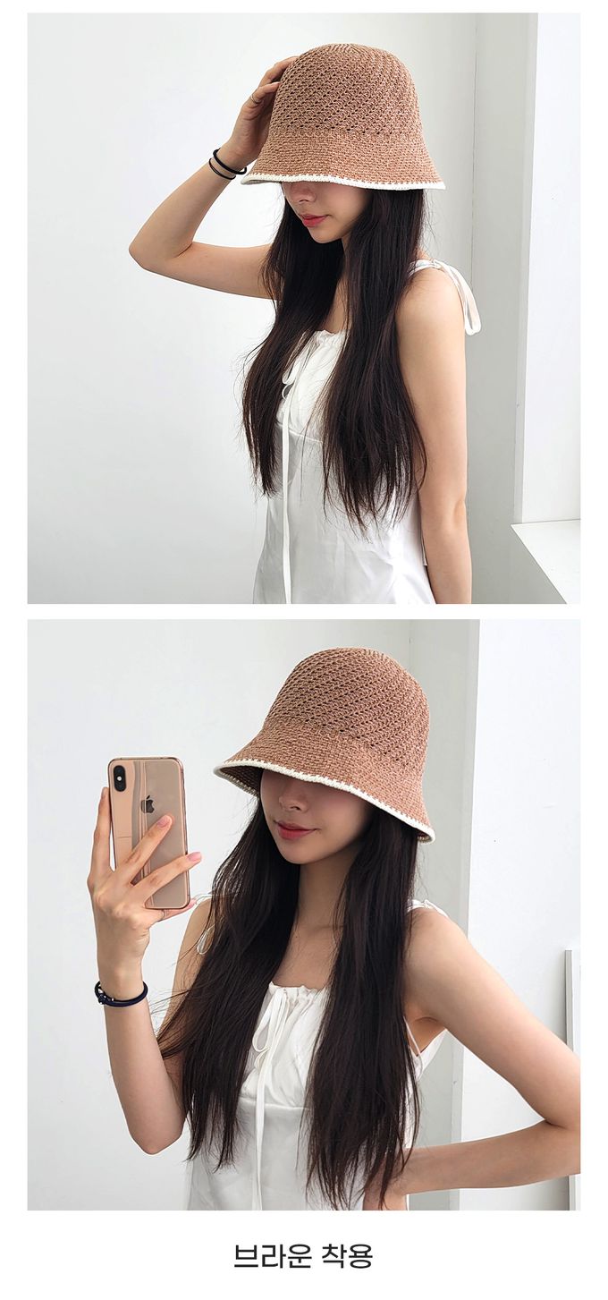 韓國 Soo&Soo - 基本百搭款編織漁夫帽-米杏