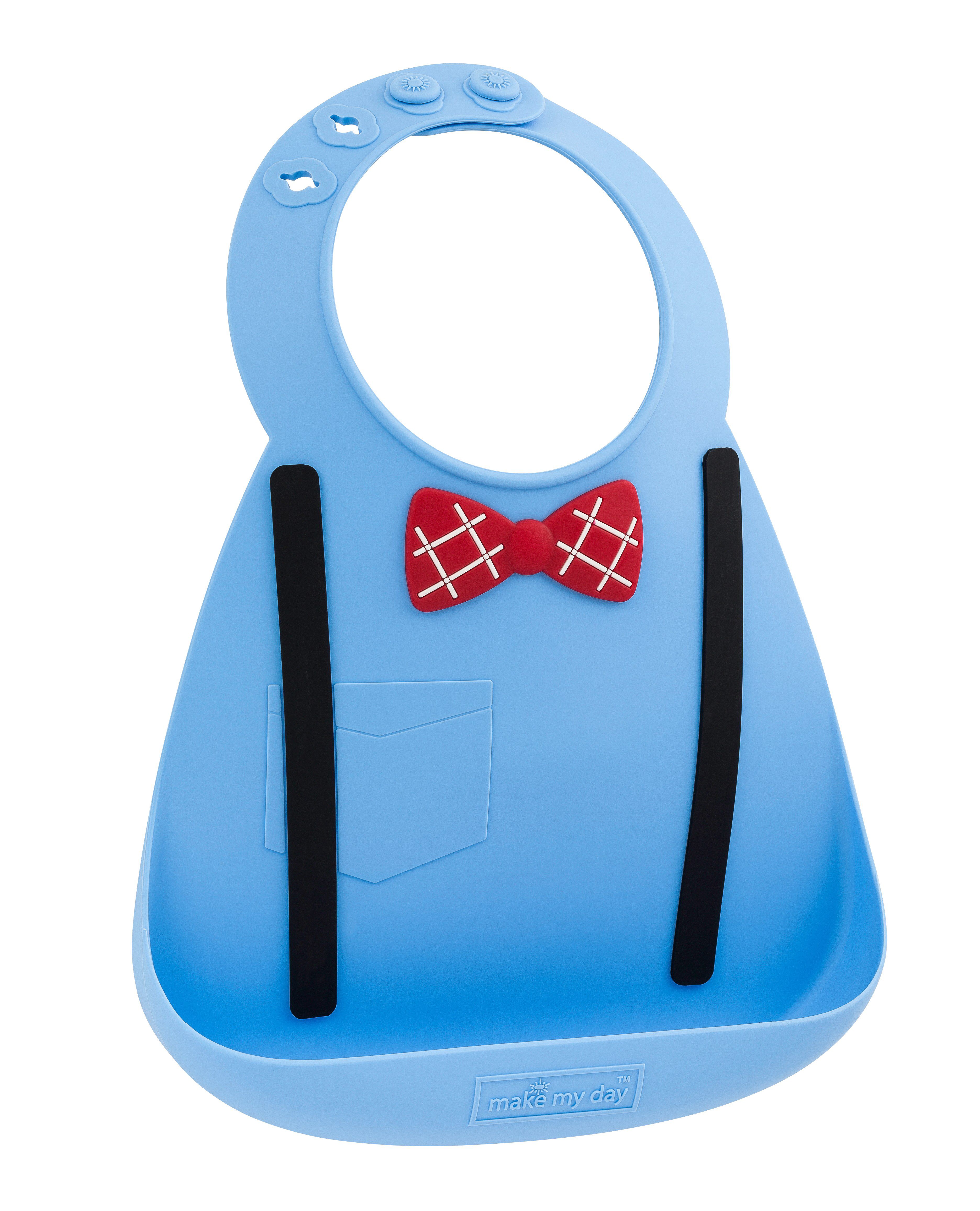 akachan honpo - 矽膠圍兜 Make My Day-吊帶褲-藍色