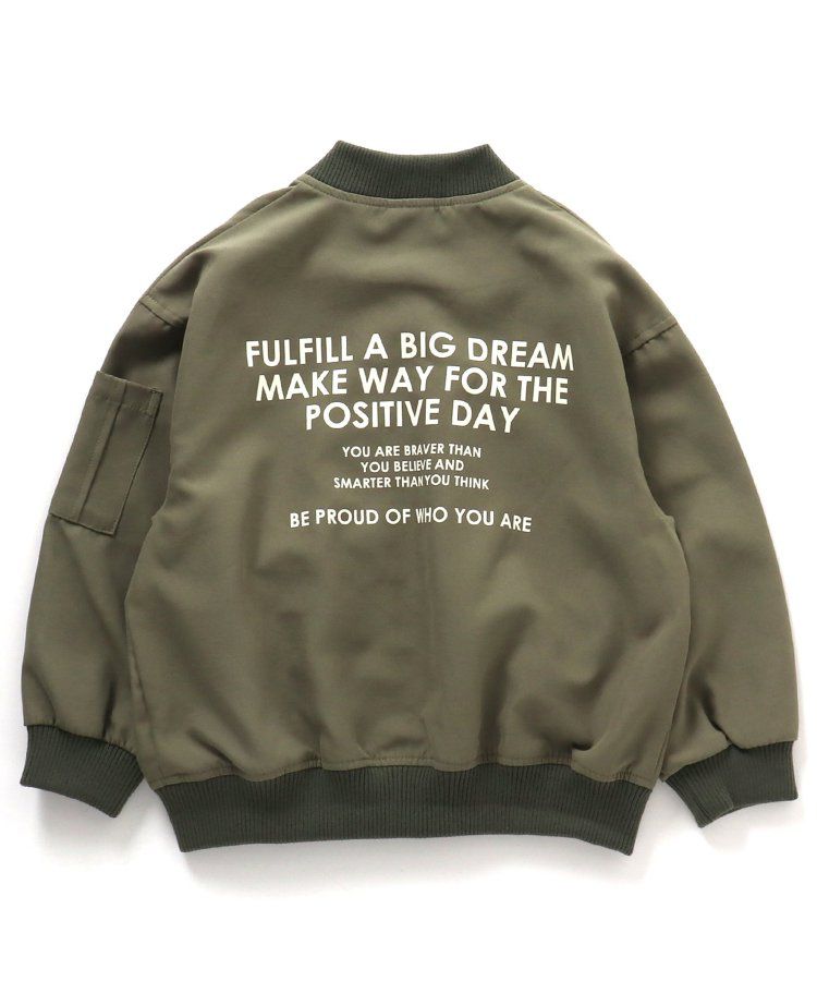 日本 BREEZE - 背後標語帥氣MA-1飛行夾克-焦糖豹紋