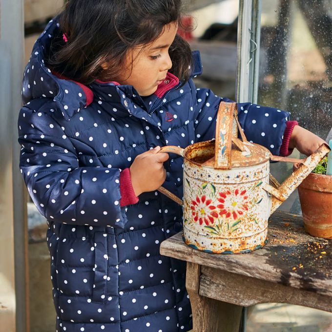 英國 JoJo Maman BeBe - 鋪棉蓬鬆保暖刷毛外套-水玉點點