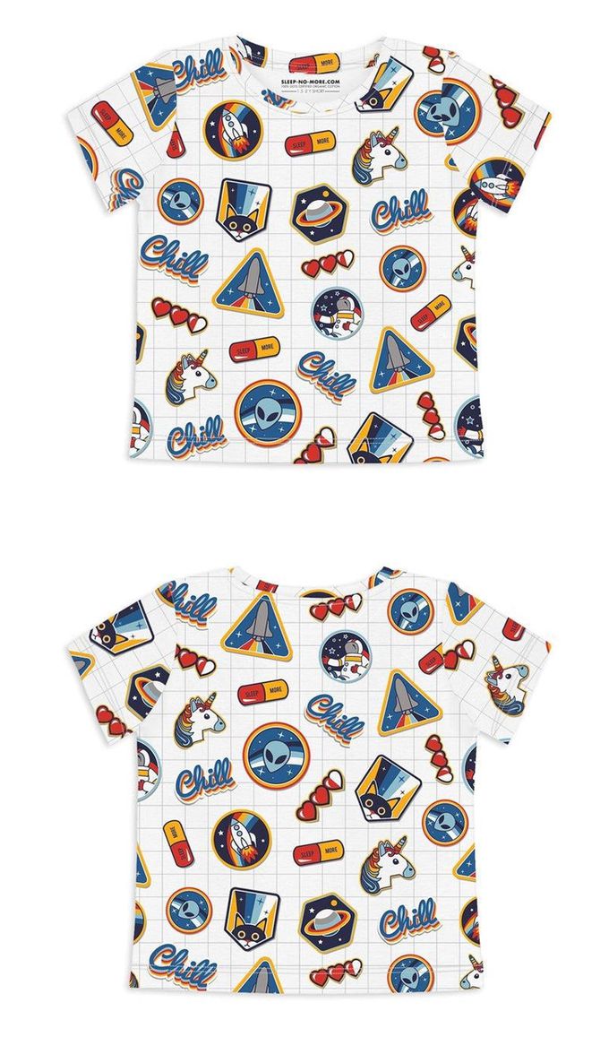 英國 SLEEP NO MORE - 100% 有機棉兒童短袖上衣-太空貼圖 (1.5-2 Y)