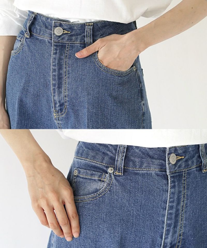 日本 zootie - 修身打褶反折單寧牛仔褲-靛藍