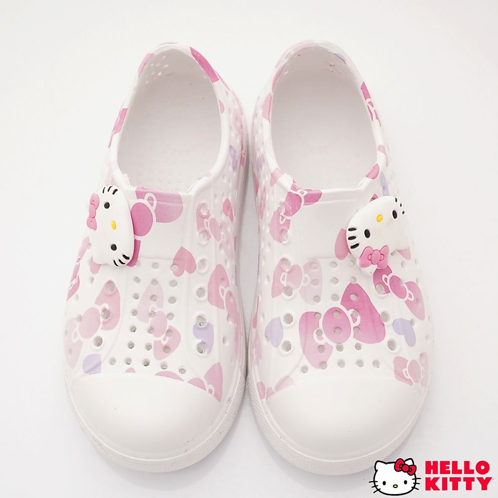HELLO KITTY-印花洞洞休閒便鞋-823627白(中小童段)-休閒鞋-白