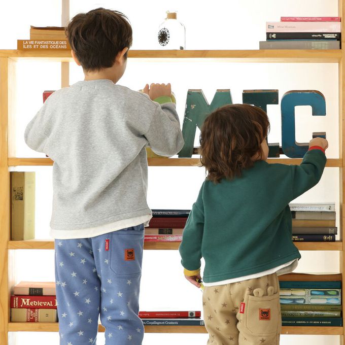 日本 ZOOLAND - 俏皮動物滑板車裏毛長袖上衣-灰