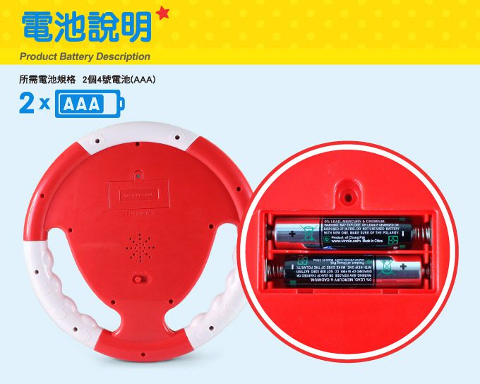 風車圖書 - 汽車遊戲方向盤-FOOD超人-紅色