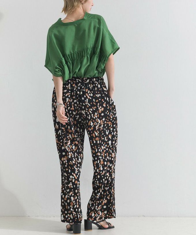 日本 le colis - [人氣款]個性派印花輕盈寬褲-幾何-藍x橘