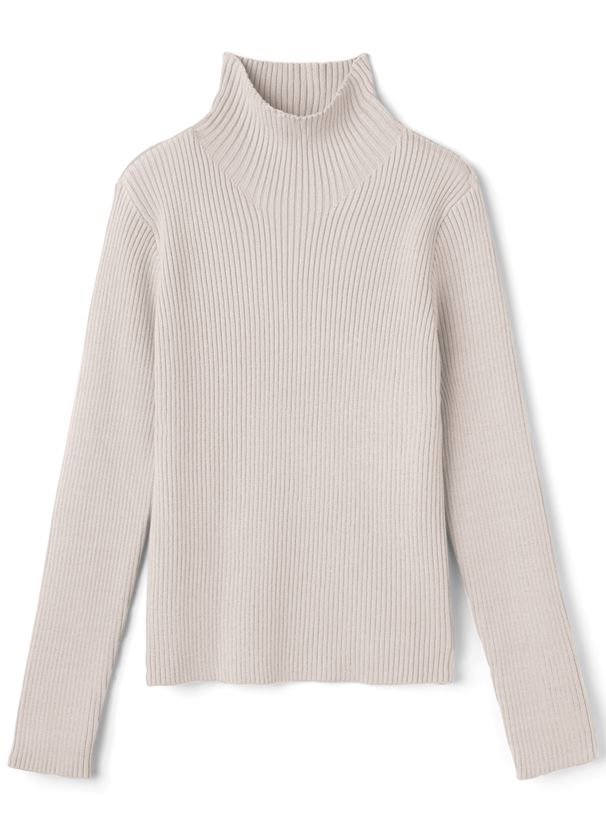 日本 GRL - 立領顯瘦彈性羅紋長袖上衣-皇家藍