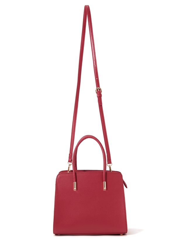 日本 GRL - 洗鍊感皮革梯形側背/手提包-紅 (F)