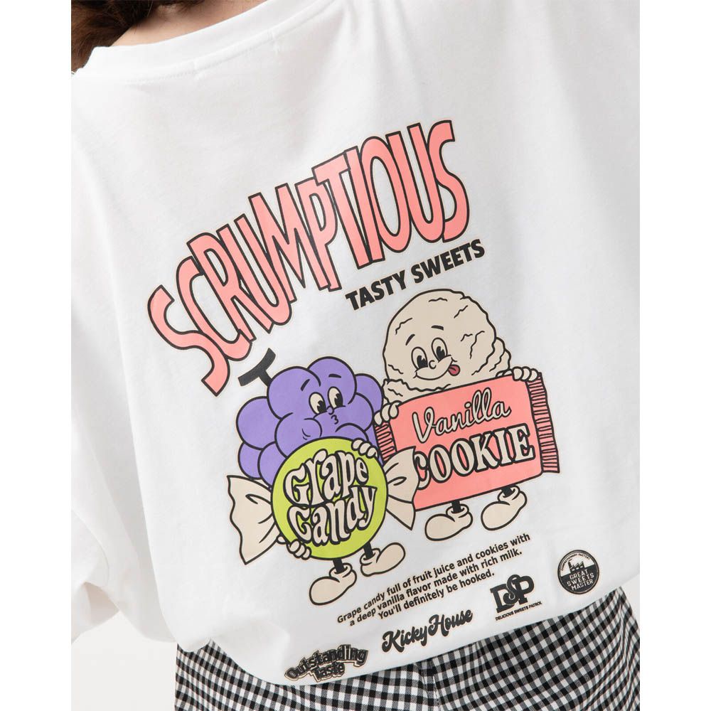 美式復古糖果印花寬大風短袖T恤-白