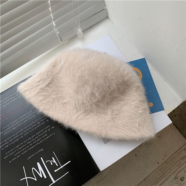 復古百搭絨毛漁夫帽-黑色 (M(56-58cm))