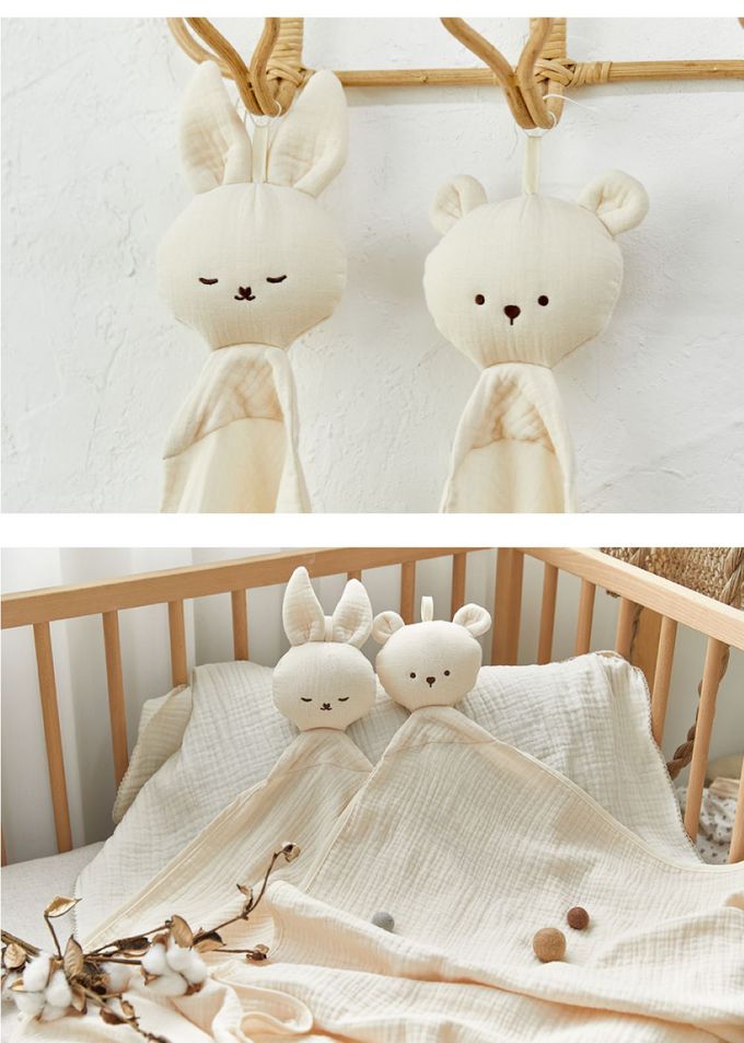 韓國 Hello HiZoo - 多功能純棉三層紗安撫毯/浴巾/紗布巾/咬咬巾/口水巾/安撫巾(兔兔)