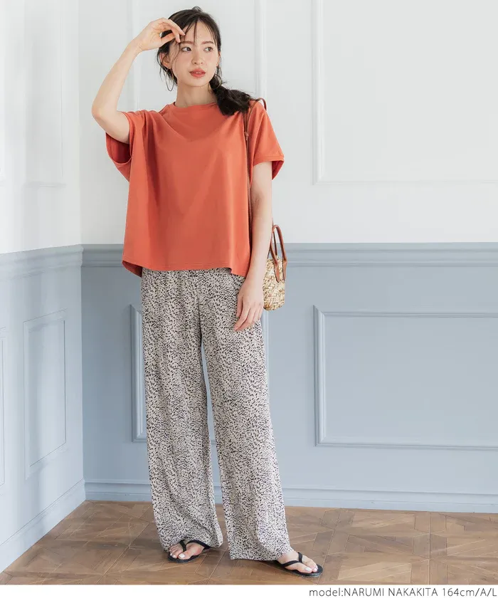 日本 COCA - 透氣印花修身寬褲-豹紋