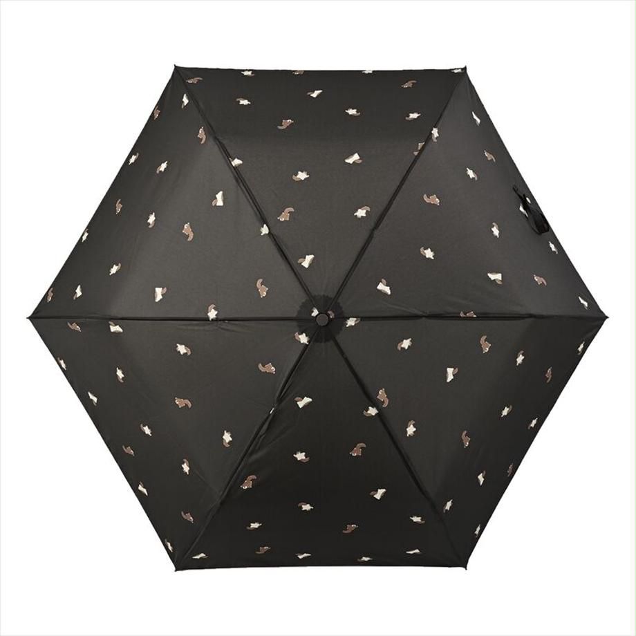 日本 nifty colors - 抗UV輕量 晴雨兩用折疊傘-小飛鼠-深藍 (直徑88cm/158g)