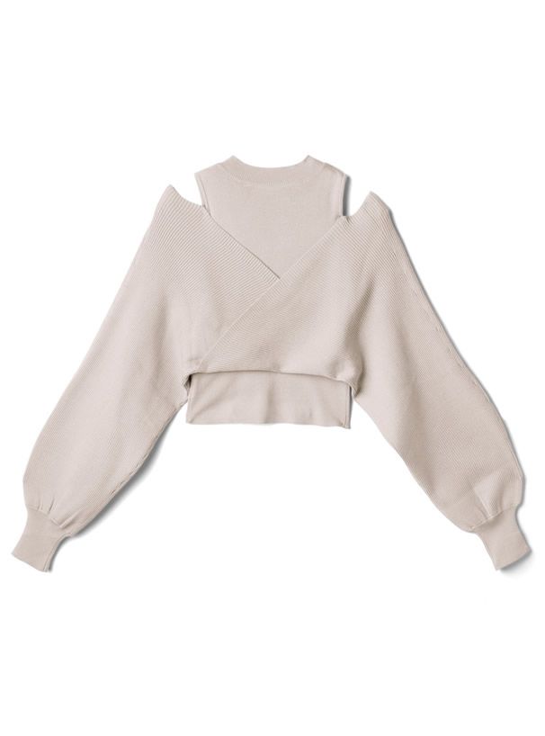 日本 GRL - 微立領挖肩針織上衣-深可可