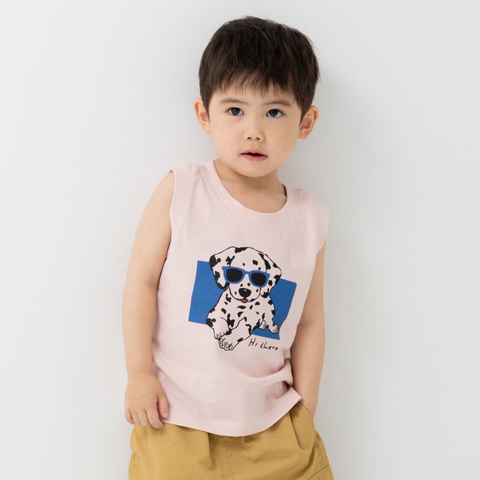 日本 Chil2 - [超低價] 100%棉 童趣印花背心上衣-大嘴鳥-水藍