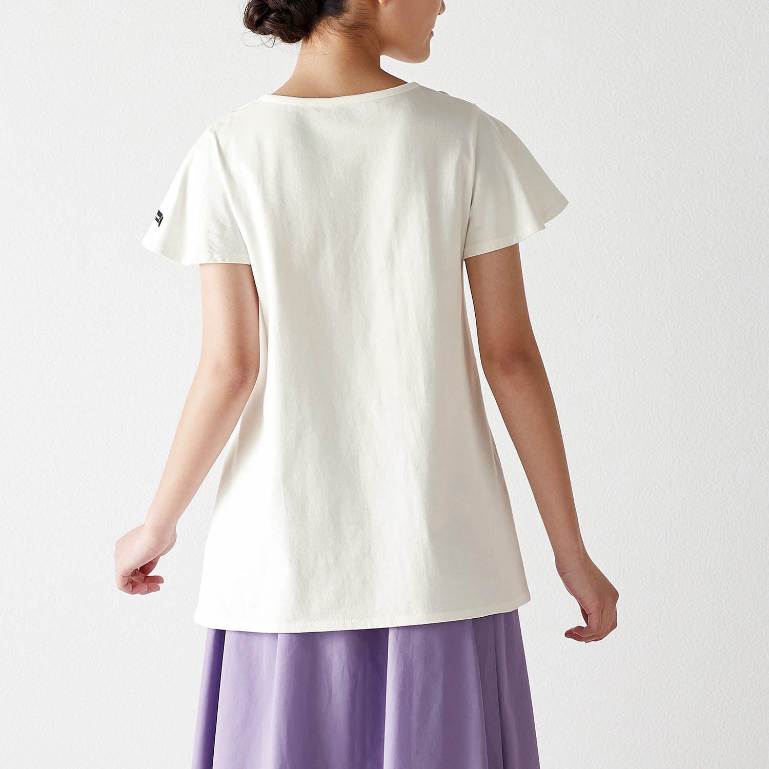 日本千趣會 - 迪士尼印花荷葉袖上衣(大人款)-米妮-白