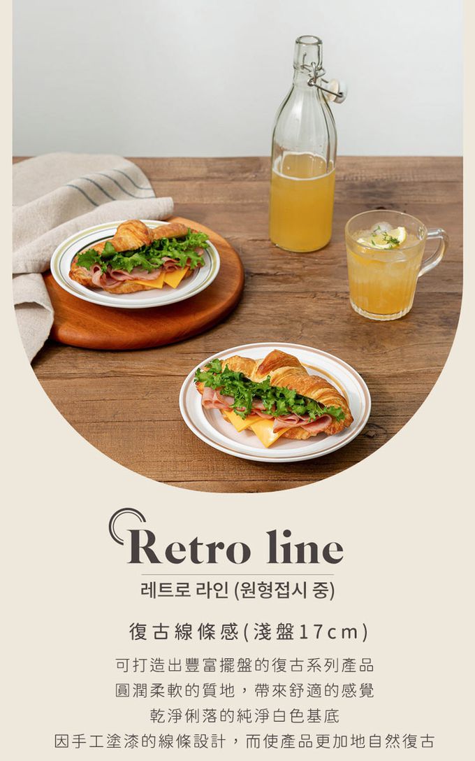 韓國 SSUEIM - RETRO系列極簡ins陶瓷淺盤2件組17cm (橘色)