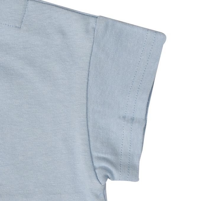 akachan honpo - 短袖拼接T恤-淺藍色