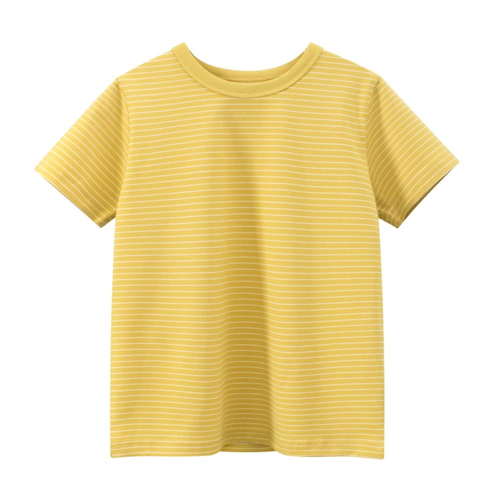 棉質短袖上衣-條紋-黃/白
