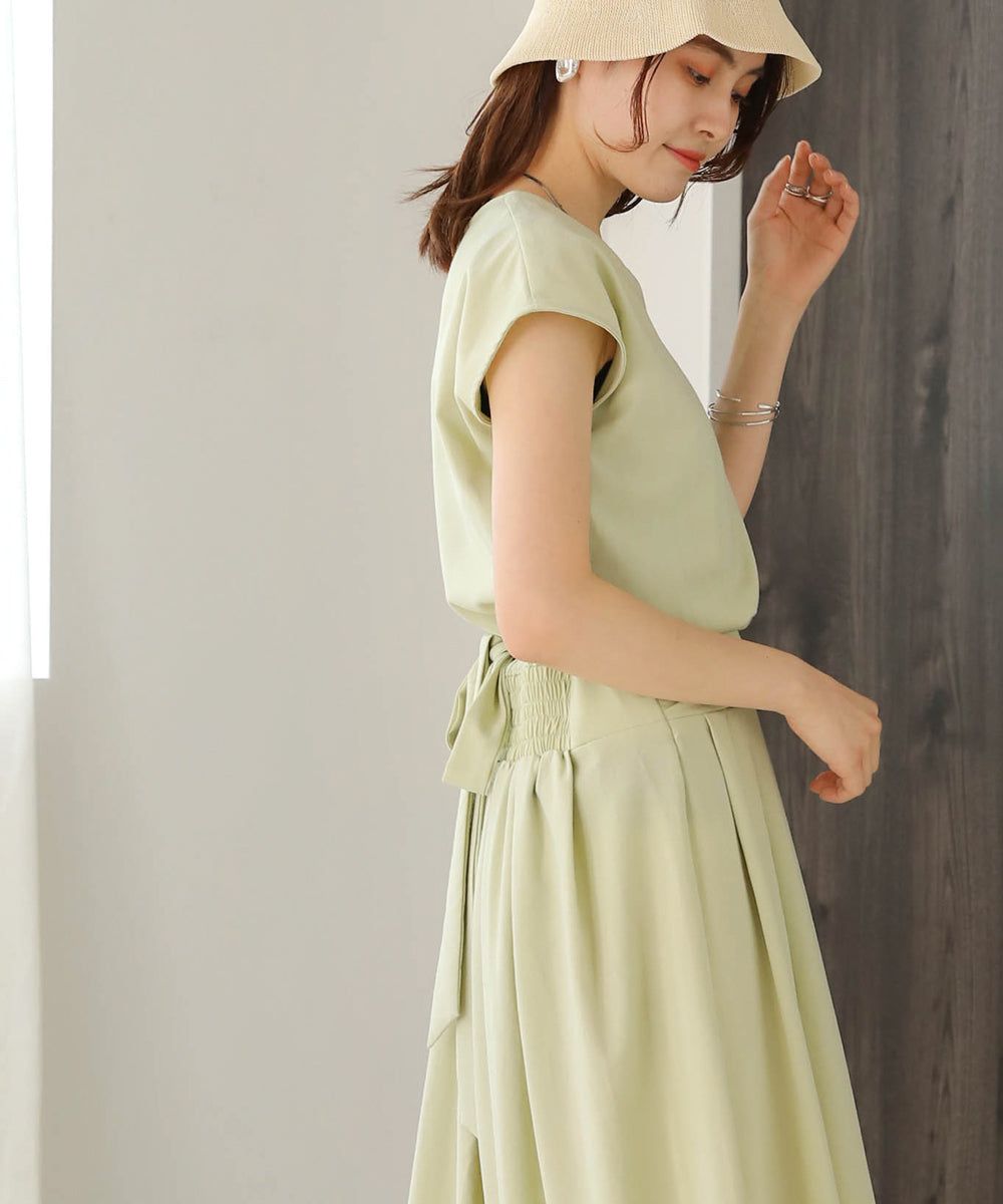 日本 Bab - 顯瘦剪裁收腰法式袖洋裝-石墨灰