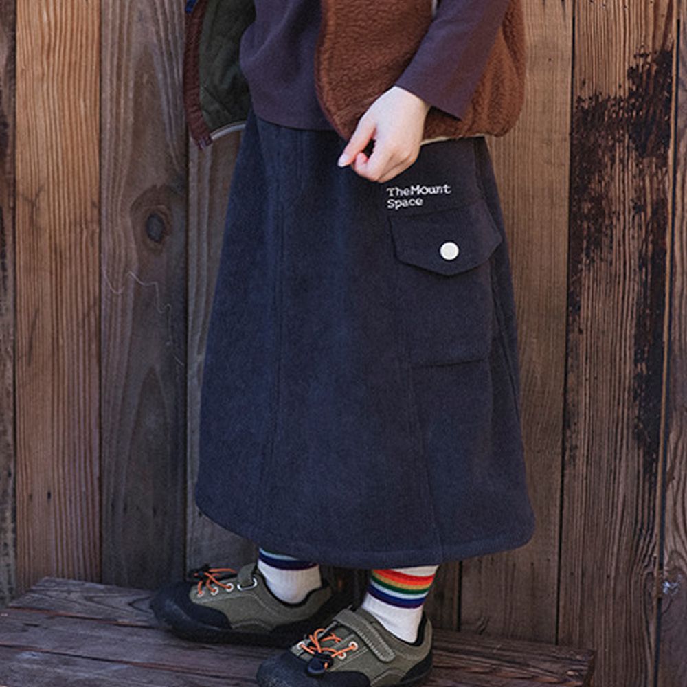 加絨保暖燈芯絨長裙-深灰