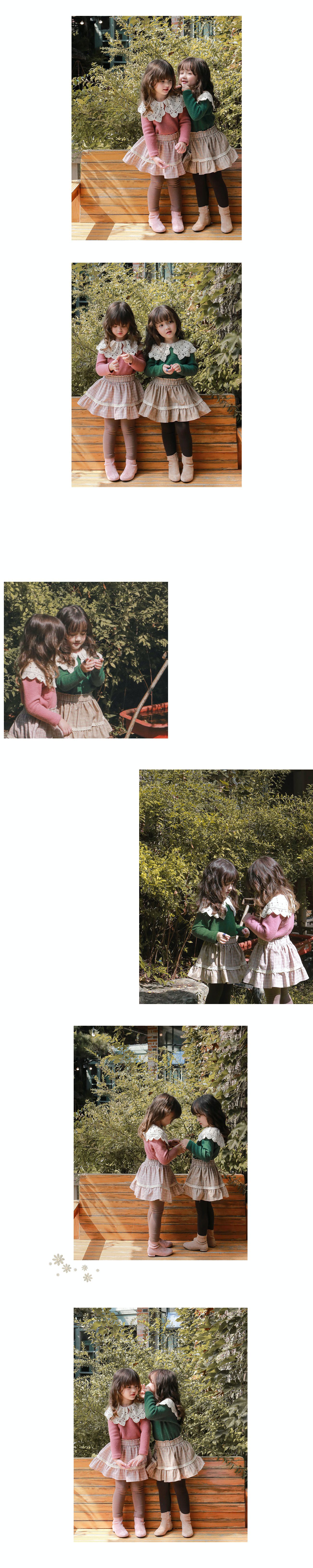 韓國 Puellaflo - 鏤空針織領上衣-玫瑰粉