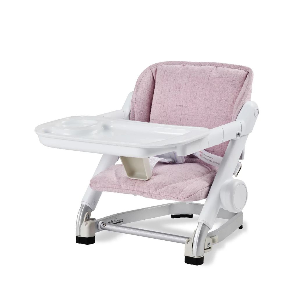 英國 Unilove - Feed Me攜帶式寶寶餐椅x1+專用座墊-粉色x1(附餐盤+收納袋)