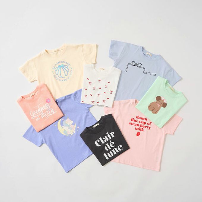 日本 Lycee mine - 100%棉 柔軟印花T恤-粉橘