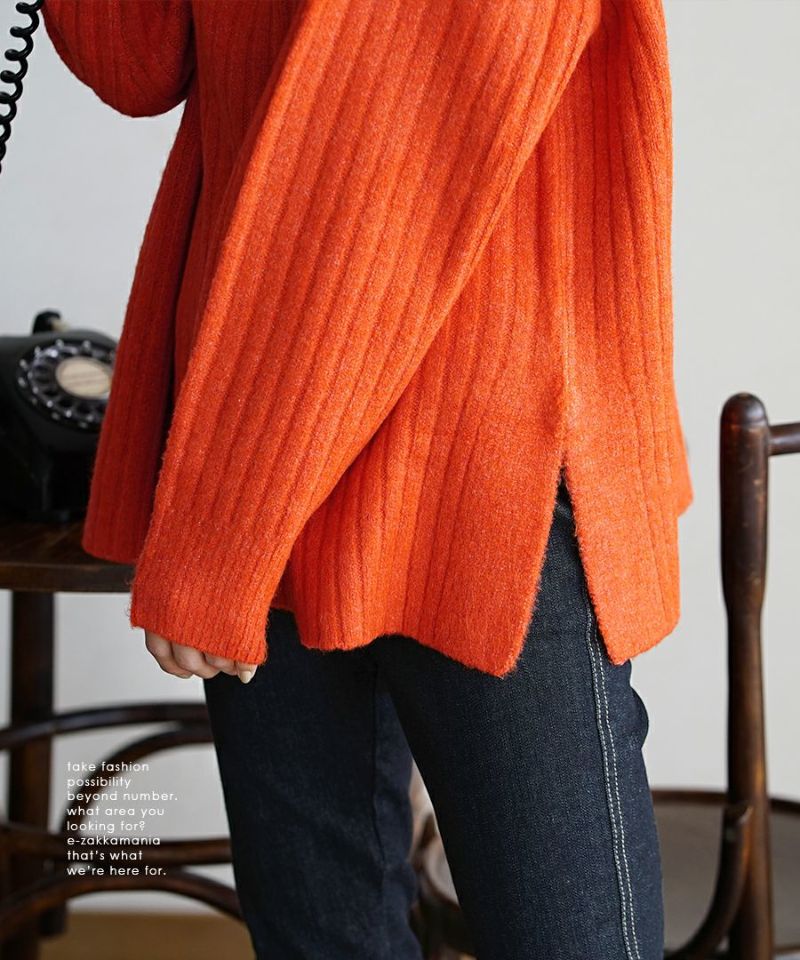 日本 zootie - 坑條寬高領針織毛衣-開心果綠