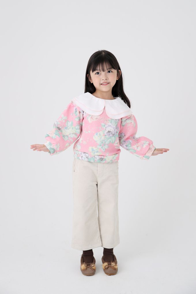 韓國 Coco Bang - 鬆緊腰燈芯絨直筒長褲-米白