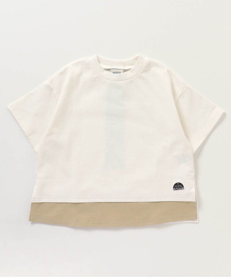 日本 BREEZE - 寬鬆版型背後設計短袖上衣-淺卡其