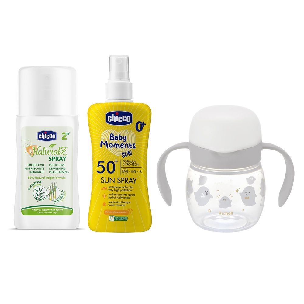 寶貝嬰兒輕潤防曬噴液SPF50+NaturalZ植萃清爽防蚊噴液100ml+利其爾T.L.I吸管/入口式直飲水杯200ml-直飲灰精靈